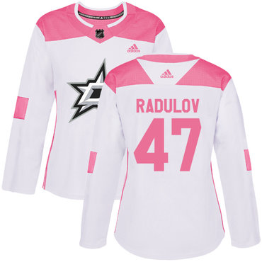 Personalized Women’s Dallas Stars #47 Alexander Radulov White Pink Authentic Fashion Stitched NHL Jersey
