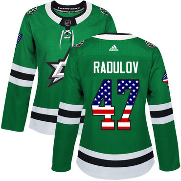 Personalized Women’s Dallas Stars #47 Alexander Radulov Green Home Authentic USA Flag Stitched NHL Jersey