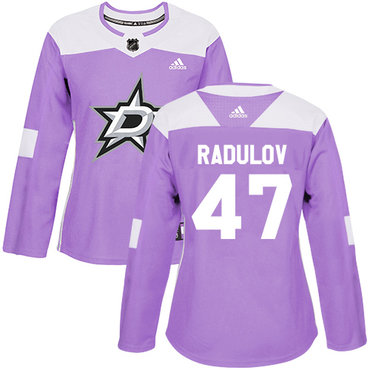 Personalized Women’s Dallas Stars #47 Alexander Radulov Purple Authentic Fights Cancer Stitched NHL Jersey