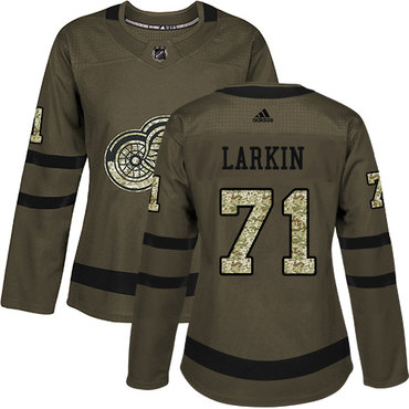 Personalized Women’s Detroit Red Wings #71 Dylan Larkin Green Salute to Service Stitched NHL Jersey