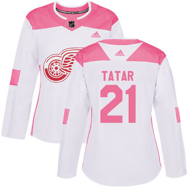 Personalized Women’s Detroit Red Wings #21 Tomas Tatar White Pink Authentic Fashion Stitched NHL Jersey