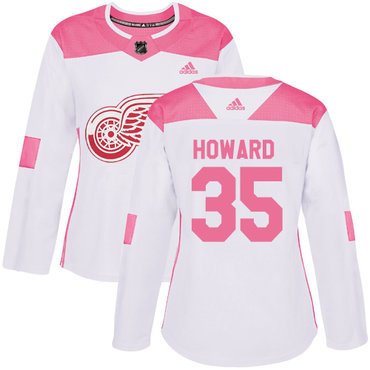 Personalized Women’s Detroit Red Wings #35 Jimmy Howard White Pink Authentic Fashion Stitched NHL Jersey