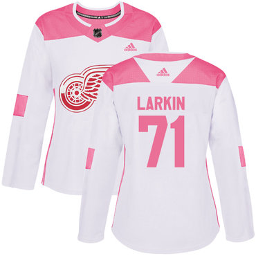 Personalized Women’s Detroit Red Wings #71 Dylan Larkin White Pink Authentic Fashion Stitched NHL Jersey