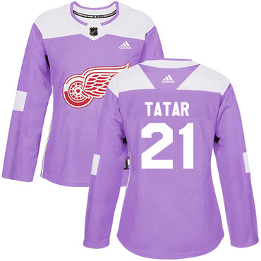 Personalized Women’s Detroit Red Wings #21 Tomas Tatar Purple Authentic Fights Cancer Stitched NHL Jersey