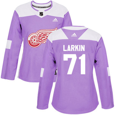Personalized Women’s Detroit Red Wings #71 Dylan Larkin Purple Authentic Fights Cancer Stitched NHL Jersey