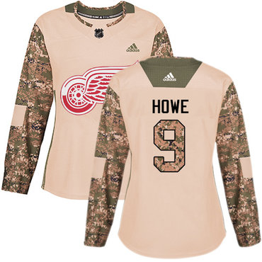 Personalized Women’s Detroit Red Wings #9 Gordie Howe Camo Authentic 2017 Veterans Day Stitched NHL Jersey
