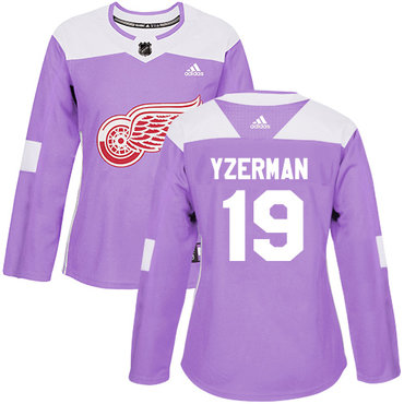 Personalized Women’s Detroit Red Wings #19 Steve Yzerman Purple Authentic Fights Cancer Stitched NHL Jersey