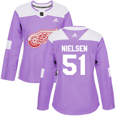 Personalized Women’s Detroit Red Wings #51 Frans Nielsen Purple Authentic Fights Cancer Stitched NHL Jersey
