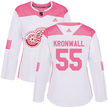 Personalized Women’s Detroit Red Wings #55 Niklas Kronwall White Pink Authentic Fashion Stitched NHL Jersey