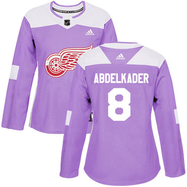 Personalized Women’s Detroit Red Wings #8 Justin Abdelkader Purple Authentic Fights Cancer Stitched NHL Jersey