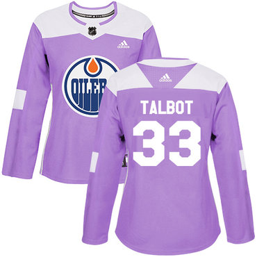 Personalized Women’s Edmonton Oilers #33 Cam Talbot Purple Authentic Fights Cancer Stitched NHL Jersey