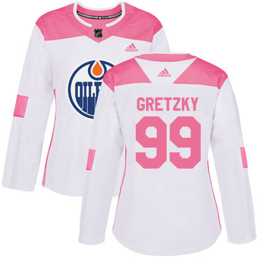 Personalized Women’s Edmonton Oilers #99 Wayne Gretzky White Pink Authentic Fashion Stitched NHL Jersey