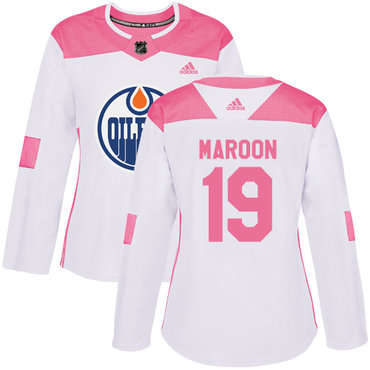 Personalized Women’s Edmonton Oilers #19 Patrick Maroon White Pink Authentic Fashion Stitched NHL Jersey