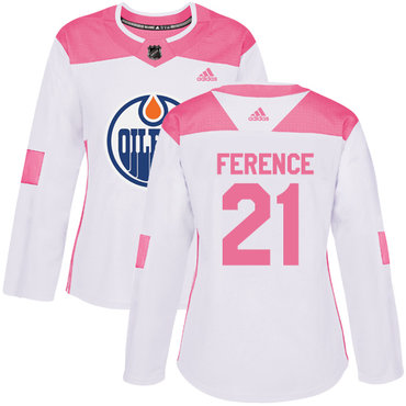Personalized Women’s Edmonton Oilers #21 Andrew Ference White Pink Authentic Fashion Stitched NHL Jersey