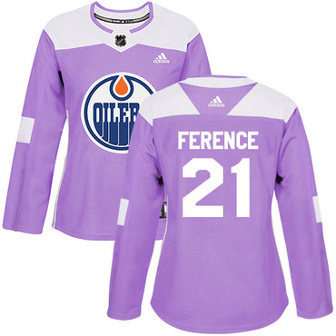 Personalized Women’s Edmonton Oilers #21 Andrew Ference Purple Authentic Fights Cancer Stitched NHL Jersey