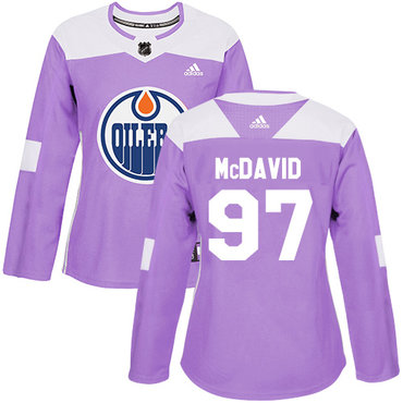 Personalized Women’s Edmonton Oilers #97 Connor McDavid Purple Authentic Fights Cancer Stitched NHL Jersey