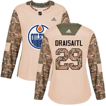 Personalized Women’s Edmonton Oilers #29 Leon Draisaitl Camo Authentic 2017 Veterans Day Stitched NHL Jersey