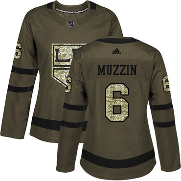 Personalized Women’s Los Angeles Kings #6 Jake Muzzin Green Salute to Service Stitched NHL Jersey
