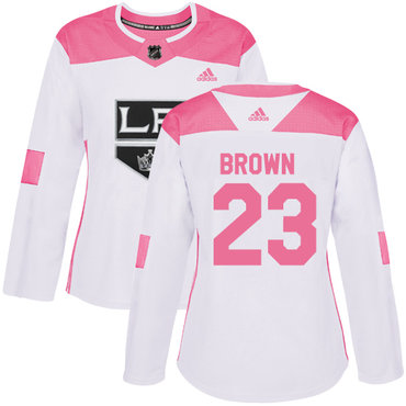 Personalized Women’s Los Angeles Kings #23 Dustin Brown White Pink Authentic Fashion Stitched NHL Jersey