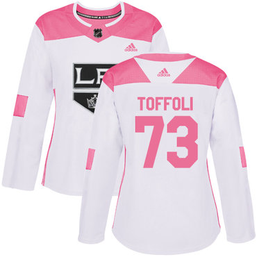 Personalized Women’s Los Angeles Kings #73 Tyler Toffoli White Pink Authentic Fashion Stitched NHL Jersey
