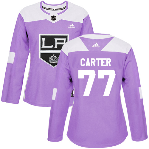 Personalized Women’s Los Angeles Kings #77 Jeff Carter Purple Authentic Fights Cancer Stitched NHL Jersey
