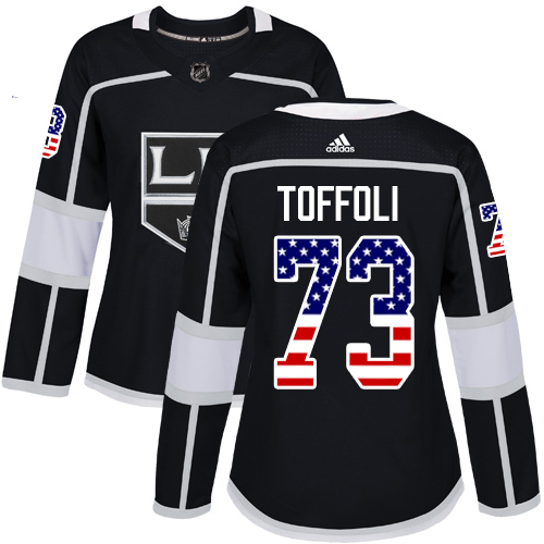 Personalized Women’s Los Angeles Kings #73 Tyler Toffoli Black Home Authentic USA Flag Stitched NHL Jersey