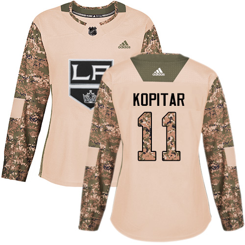Personalized Women’s Los Angeles Kings #11 Anze Kopitar Camo Authentic 2017 Veterans Day Stitched NHL Jersey