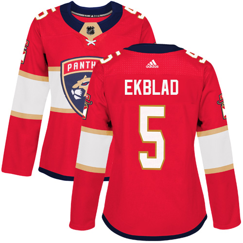 Personalized Women’s Florida Panthers #5 Aaron Ekblad Red Home Authentic Stitched NHL Jersey