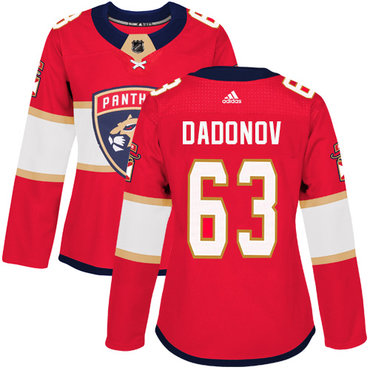 Personalized Women’s Florida Panthers #63 Evgenii Dadonov Red Home Authentic Stitched NHL Jersey