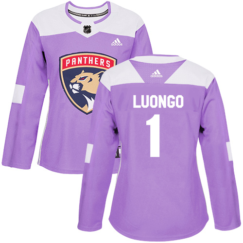 Personalized Women’s Florida Panthers #1 Roberto Luongo Purple Authentic Fights Cancer Stitched NHL Jersey