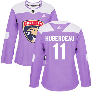 Personalized Women’s Florida Panthers #11 Jonathan Huberdeau Purple Authentic Fights Cancer Stitched NHL Jersey