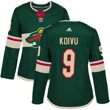 Personalized Women’s Minnesota Wild #9 Mikko Koivu Green Home Authentic Stitched NHL Jersey
