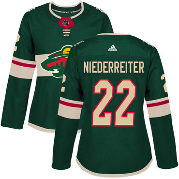 Personalized Women’s Minnesota Wild #22 Nino Niederreiter Green Home Authentic Stitched NHL Jersey