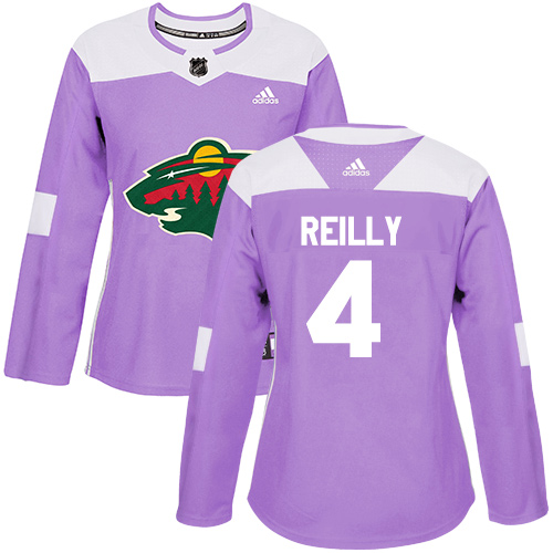 Personalized Women’s Minnesota Wild #4 Mike Reilly Purple Authentic Fights Cancer Stitched NHL Jersey