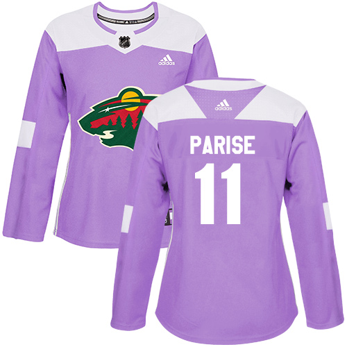 Personalized Women’s Minnesota Wild #11 Zach Parise Purple Authentic Fights Cancer Stitched NHL Jersey