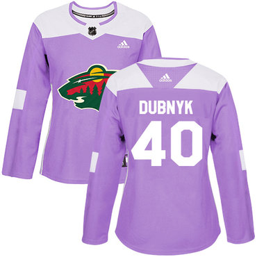 Personalized Women’s Minnesota Wild #40 Devan Dubnyk Purple Authentic Fights Cancer Stitched NHL Jersey