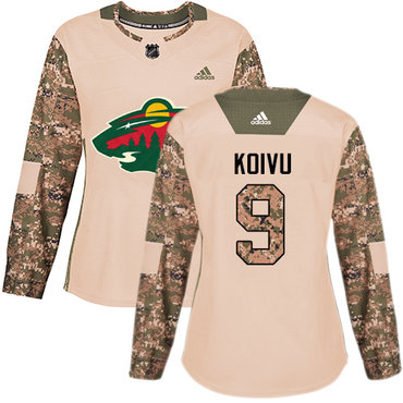 Personalized Women’s Minnesota Wild #9 Mikko Koivu Camo Authentic 2017 Veterans Day Stitched NHL Jersey
