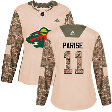 Personalized Women’s Minnesota Wild #11 Zach Parise Camo Authentic 2017 Veterans Day Stitched NHL Jersey