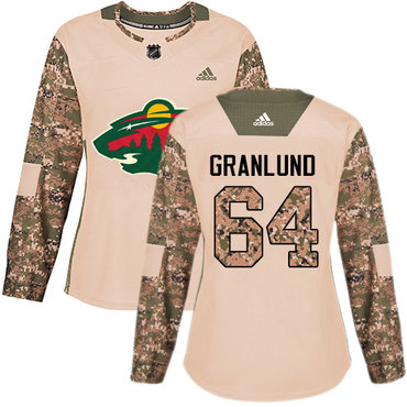 Personalized Women’s Minnesota Wild #64 Mikael Granlund Camo Authentic 2017 Veterans Day Stitched NHL Jersey