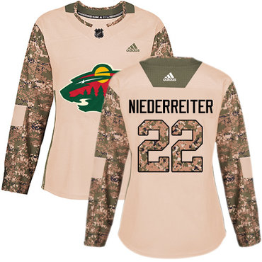 Personalized Women’s Minnesota Wild #22 Nino Niederreiter Camo Authentic 2017 Veterans Day Stitched NHL Jersey