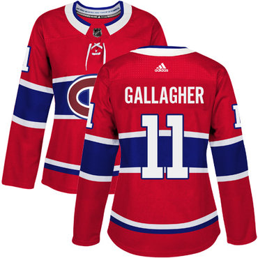 Personalized Women’s Montreal Canadiens #11 Brendan Gallagher Red Home Authentic Stitched NHL Jersey