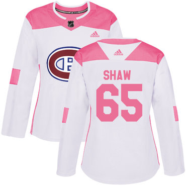 Personalized Women’s Montreal Canadiens #65 Andrew Shaw White Pink Authentic Fashion Stitched NHL Jersey