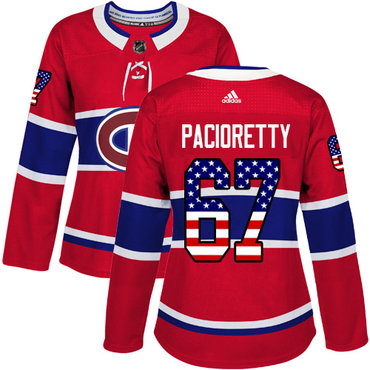 Personalized Women’s Montreal Canadiens #67 Max Pacioretty Red Home Authentic USA Flag Stitched NHL Jersey