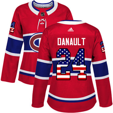 Personalized Women’s Montreal Canadiens #24 Phillip Danault Red Home Authentic USA Flag Stitched NHL Jersey