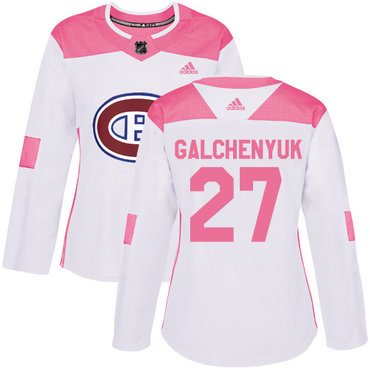 Personalized Women’s Montreal Canadiens #27 Alex Galchenyuk White Pink Authentic Fashion Stitched NHL Jersey