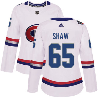Personalized Women’s Montreal Canadiens #65 Andrew Shaw White Authentic 2017 100 Classic Stitched NHL Jersey