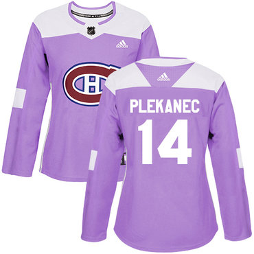 Personalized Women’s Montreal Canadiens #14 Tomas Plekanec Purple Authentic Fights Cancer Stitched NHL Jersey