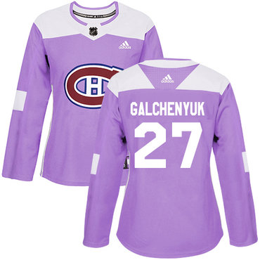 Personalized Women’s Montreal Canadiens #27 Alex Galchenyuk Purple Authentic Fights Cancer Stitched NHL Jersey
