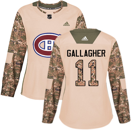 Personalized Women’s Montreal Canadiens #11 Brendan Gallagher Camo Authentic 2017 Veterans Day Stitched NHL Jersey