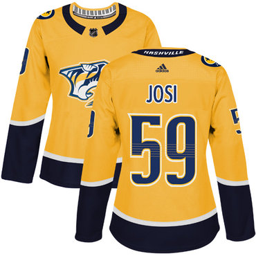 Personalized Women’s Nashville Predators #59 Roman Josi Yellow Home Authentic Stitched NHL Jersey